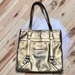 Burberry Vintage Metallic Gold Tote Bag
